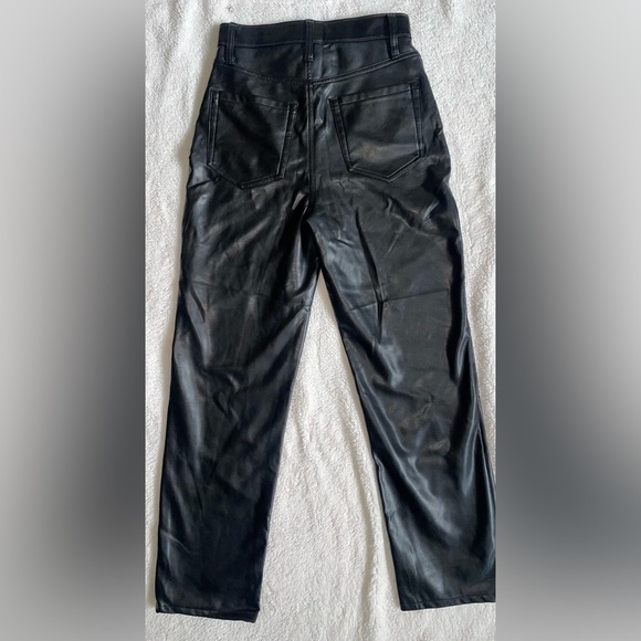 Abercrombie & Fitch Vegan Leather Ultra High Rise Ankle Straight Pant Black 25 - Picture 3 of 8